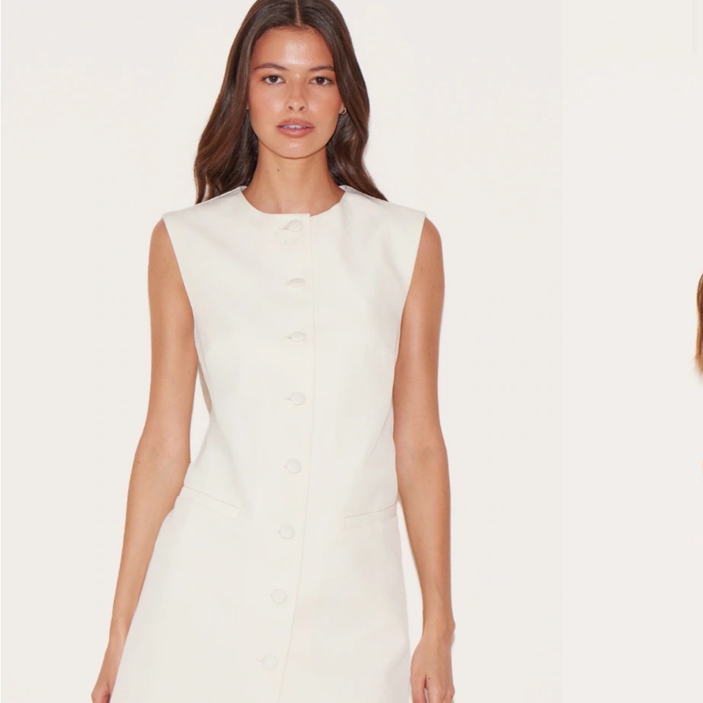 PrettyLittleThing Cream Button-Front Mini Dress